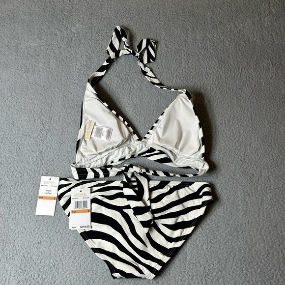 Michael Kors Swim Bikini Set Women S Black White Zebra Print Beach Pool Swim NEW - Picture 2 of 10